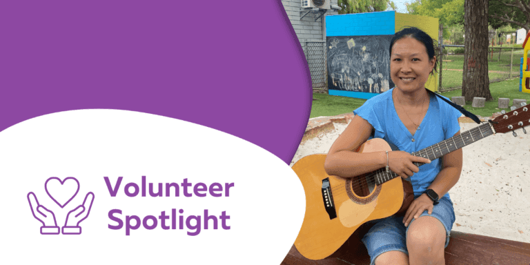 Mercy Care staff member and volunteer Stacy brings music to Warriapendi 