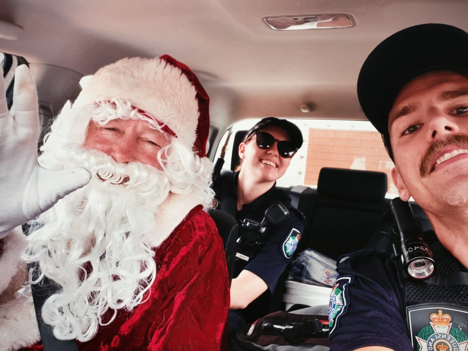 Santa receives police escort when visiting Childers children
