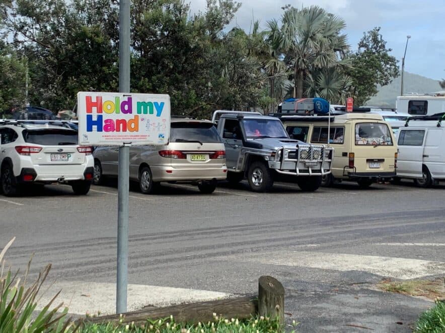 Hawkesbury and Little Blue Dinosaur working on child pedestrian safety